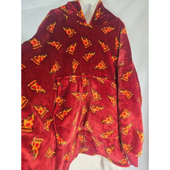 THE OODIE Adult Oversized Hoodie Blanket Fleece Sherpa Pizza Print- ONE SIZE - Picture 4 of 14